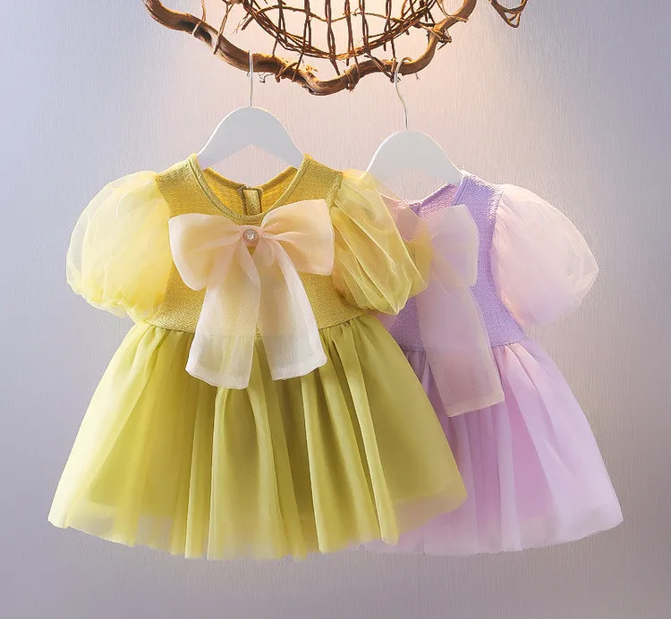 Vestido de malla con lazo y estilo coreano
