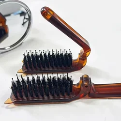 Cepillo plegable antiestático de cerdas de jabalí para cabello fino