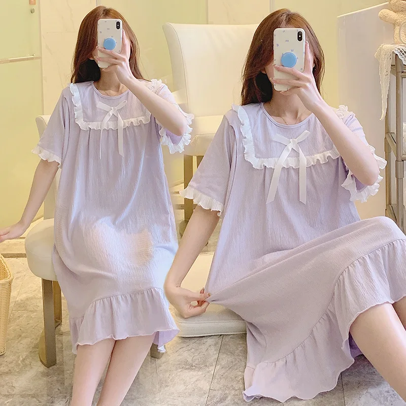 Camisón de lactancia algodón verano – Suelto y dulce para embarazadas - imagen 5