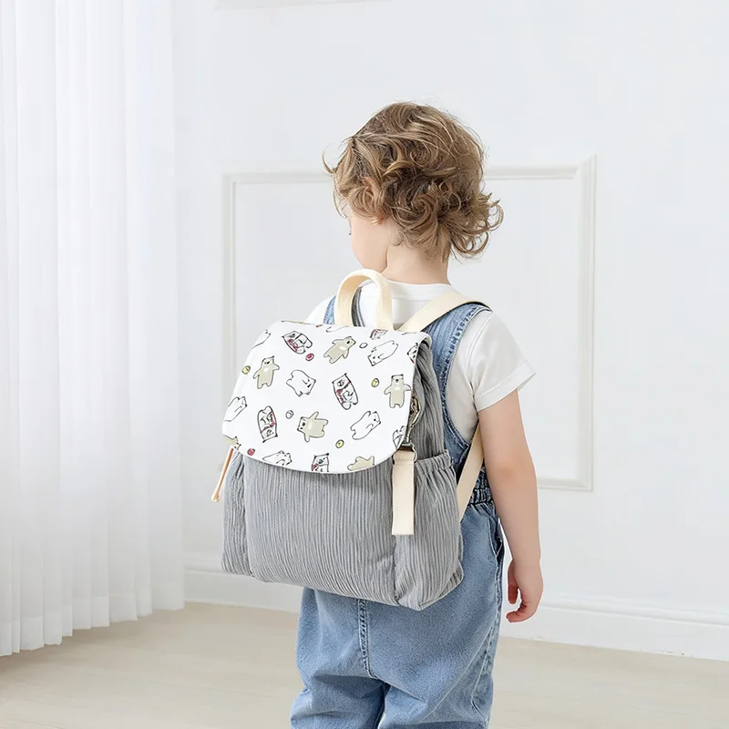 Mochila infantil de pana para guardería, bolso viaje cómodo