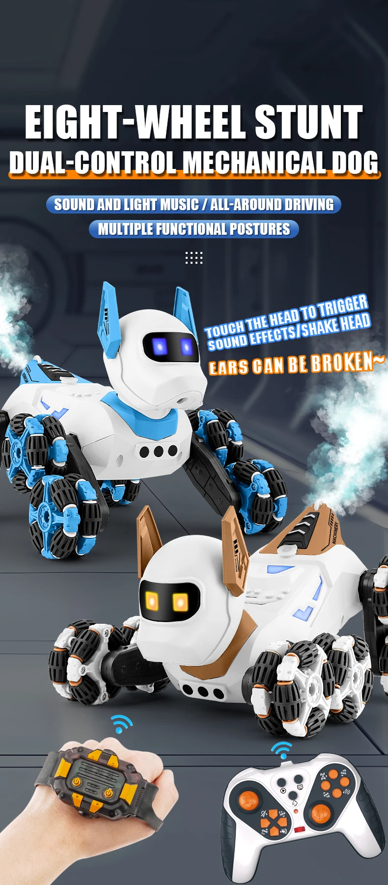 Niño usando el control remoto de reloj para manejar el robot