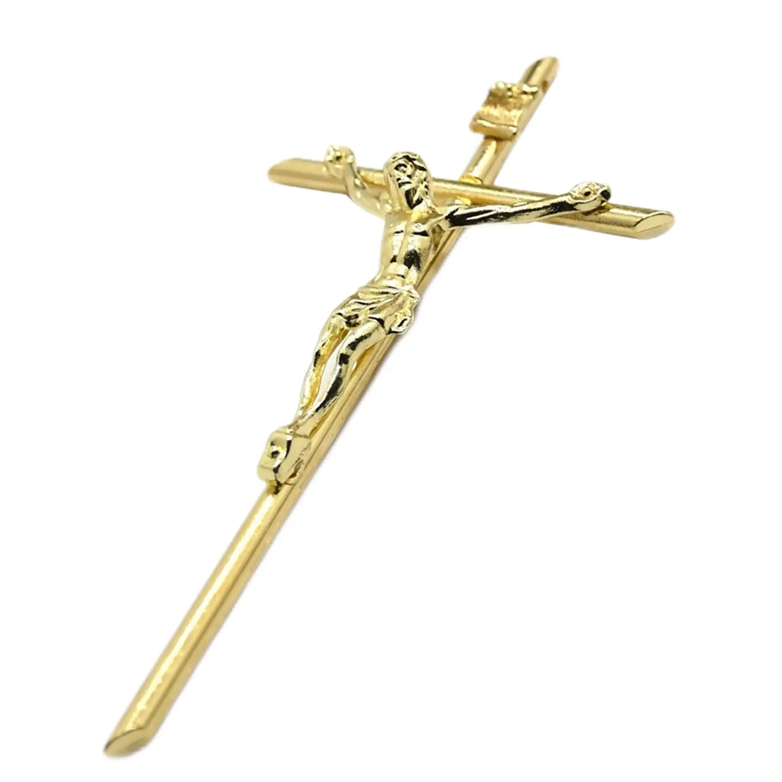 Estatua de resina de Jesús crucificado colgante dorada - imagen 3