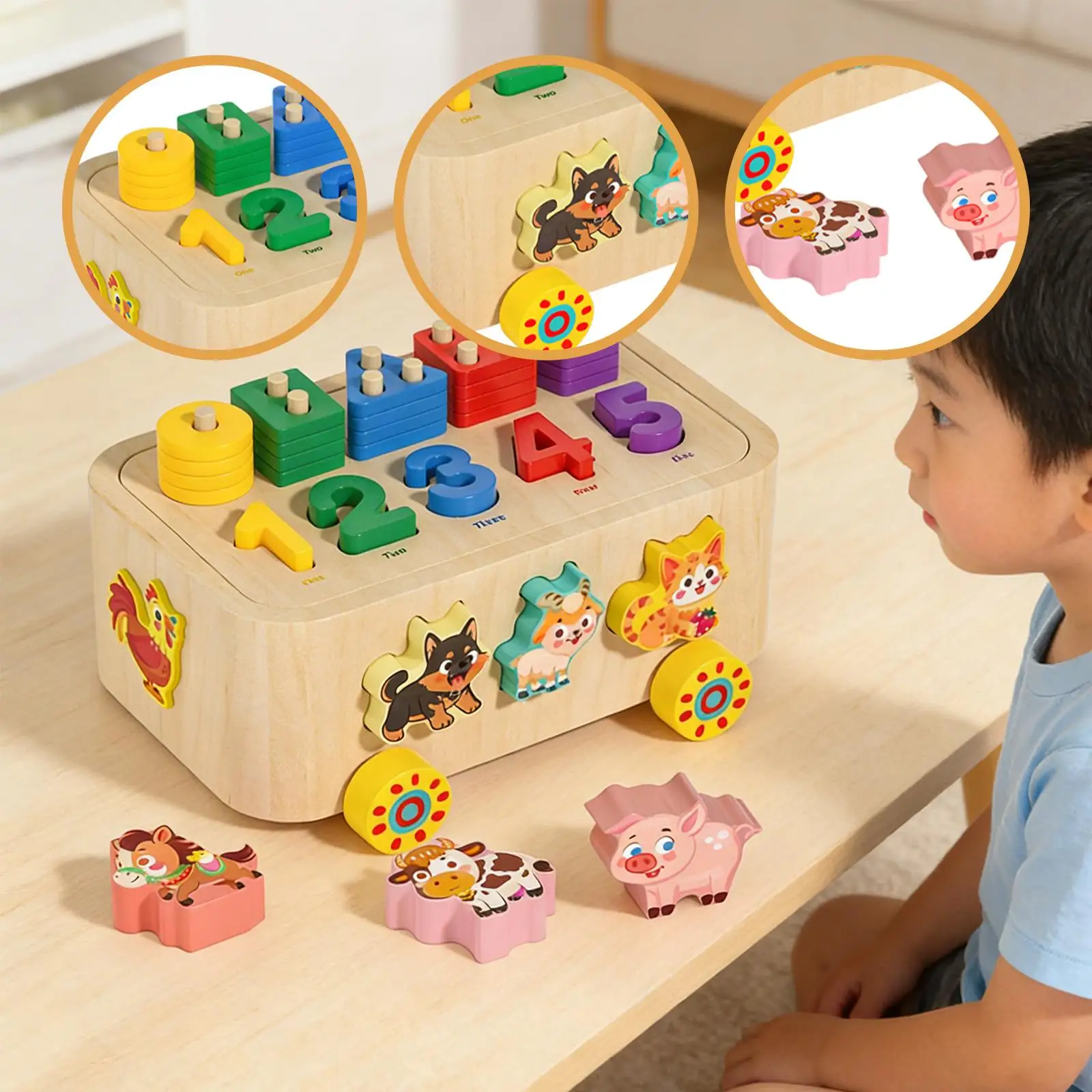 Juego de apilamiento de madera con formas y colores para niños - imagen 2