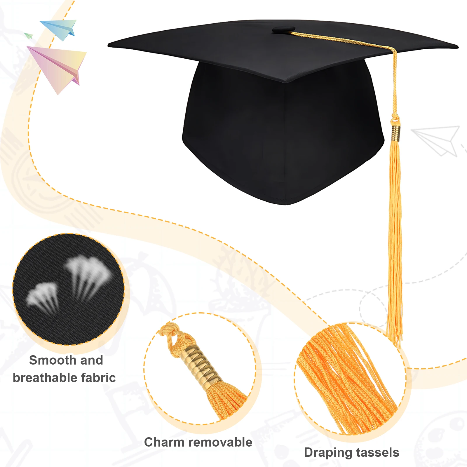 Gorro de graduación de fibra acrílica unisex, recuerdo - imagen 4