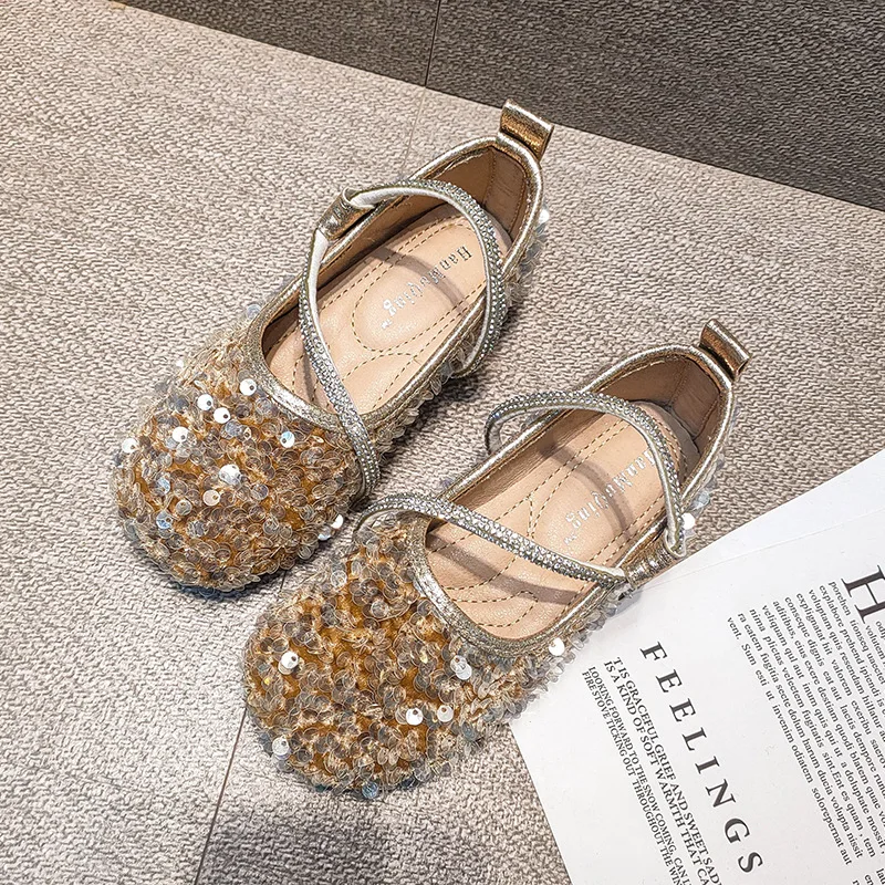 Zapatos de fiesta princesa cómodos con lentejuelas para niña - imagen 4
