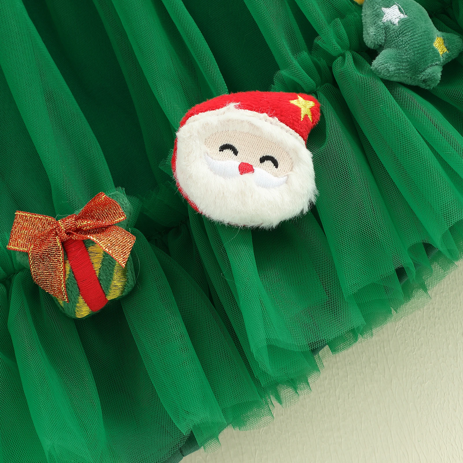Tregren Vestido de princesa de tul navideño para niña con lazo - imagen 4