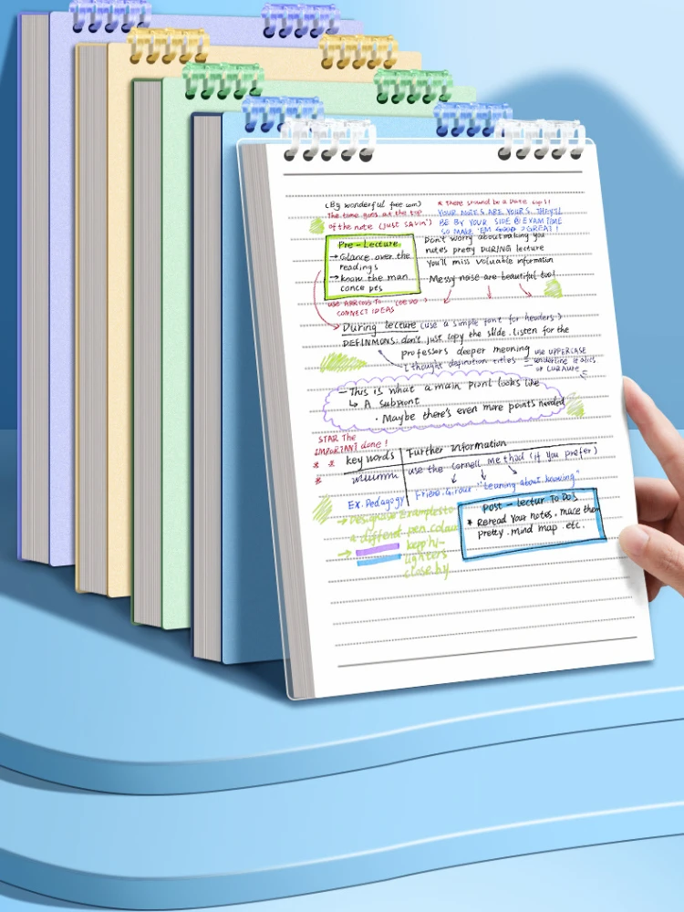 Cuaderno B5 espiral grueso con rayas para escuela y oficina
