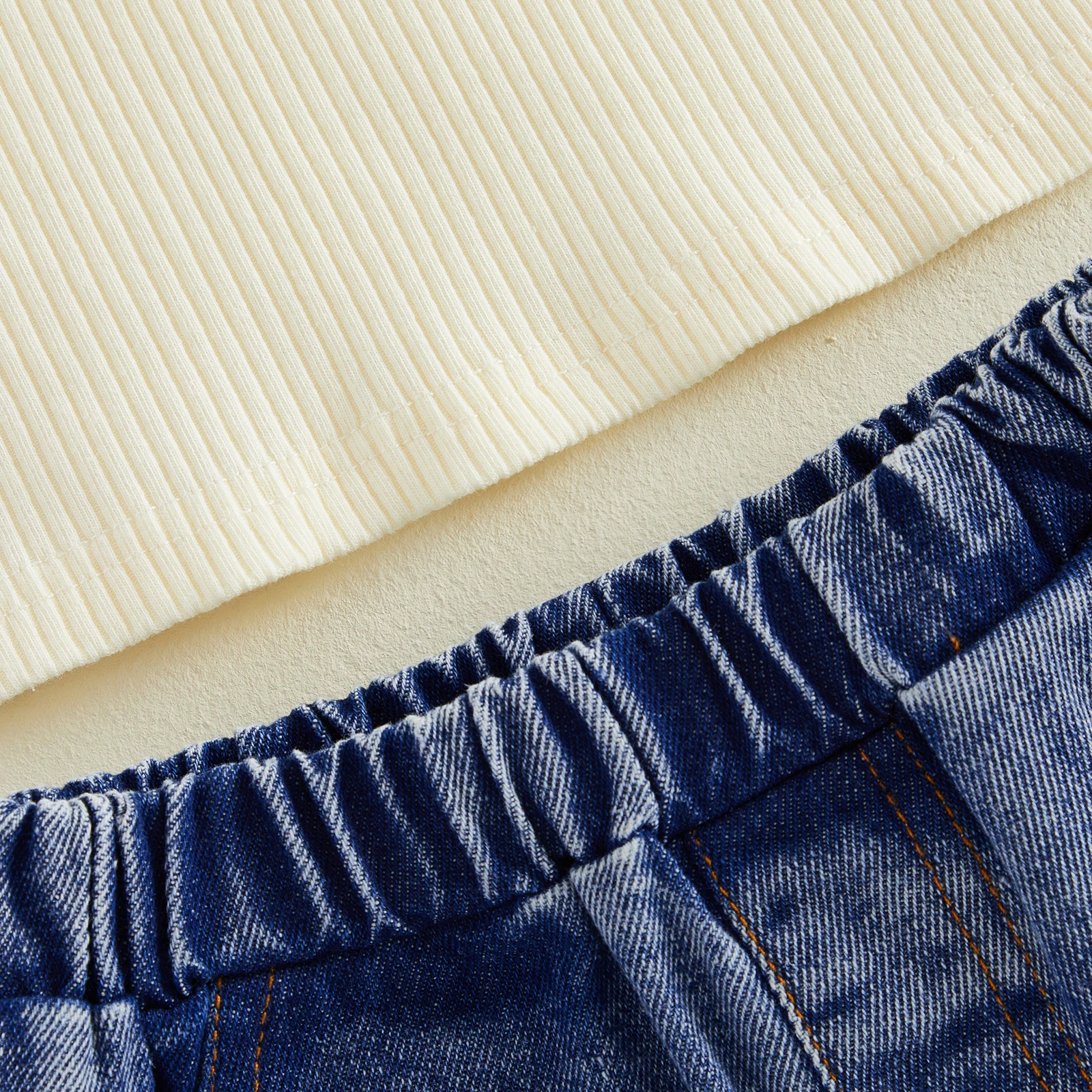 VISgogo Conjunto bebé sin mangas de pantalón corto vaquero liso - imagen 4