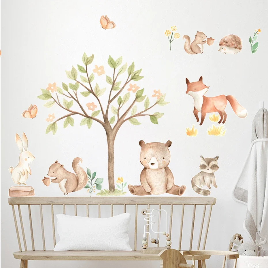 Ilustraciones infantiles con animales estilo acuarela