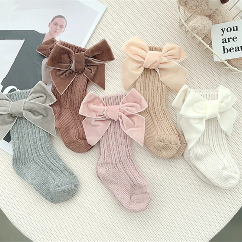 Calcetines de algodón grueso con lazo para bebé otoño - imagen 5