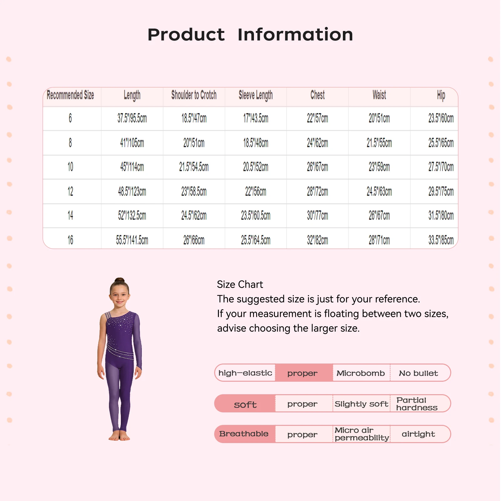 Maillot de ballet para niñas con pedrería y malla asimétrica - imagen 5