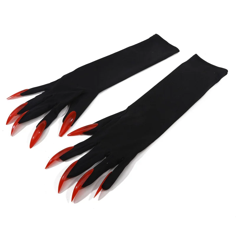 Guantes largos de Halloween con garras de fantasma para disfraces
