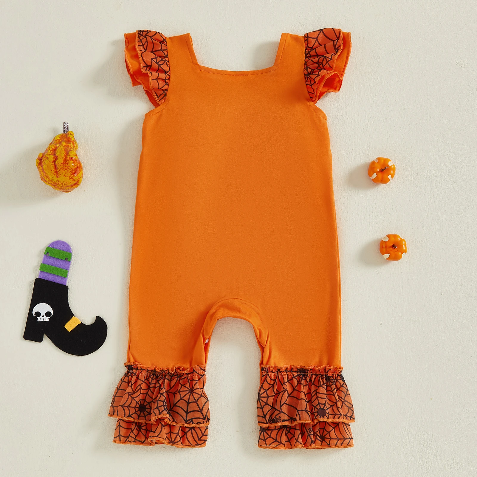 Pelele bebé Halloween Tregren con cuello cuadrado y fantasma bordado - imagen 5