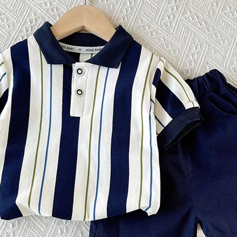Conjunto de camiseta y pantalón corto de algodón de verano para niño - imagen 4