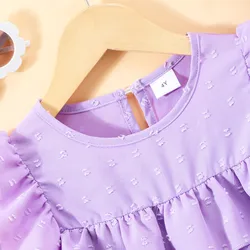 Vestido de verano sin mangas para niñas con volantes púrpura