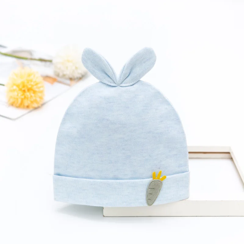 Gorrito recién nacido de algodón puro doble capa con luna y conejo - imagen 2