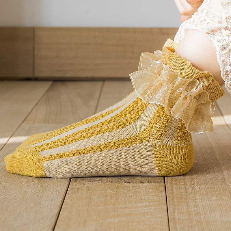 Calcetines tobilleros algodón con volantes para niña estilo princesa - imagen 3