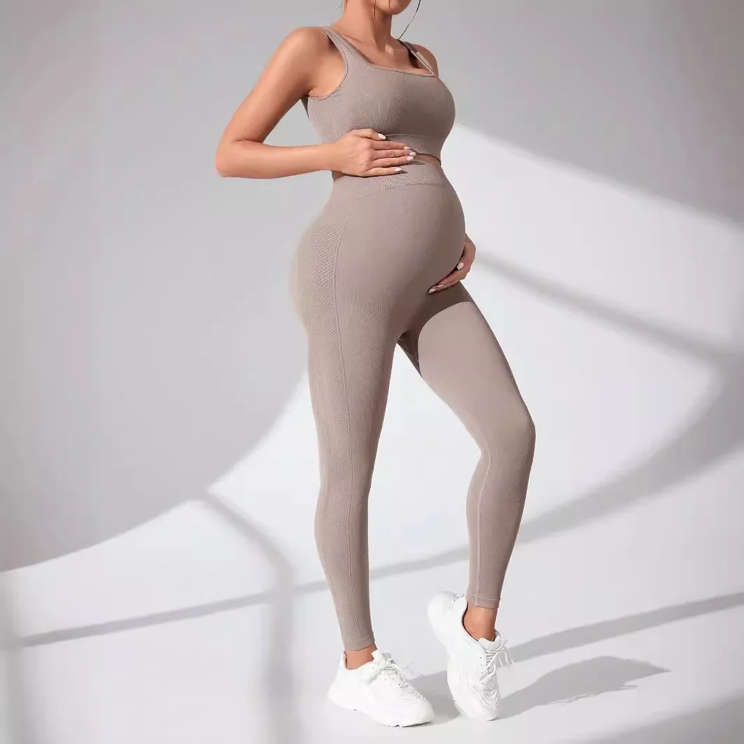 Conjunto de yoga premamá sin costuras para fitness
