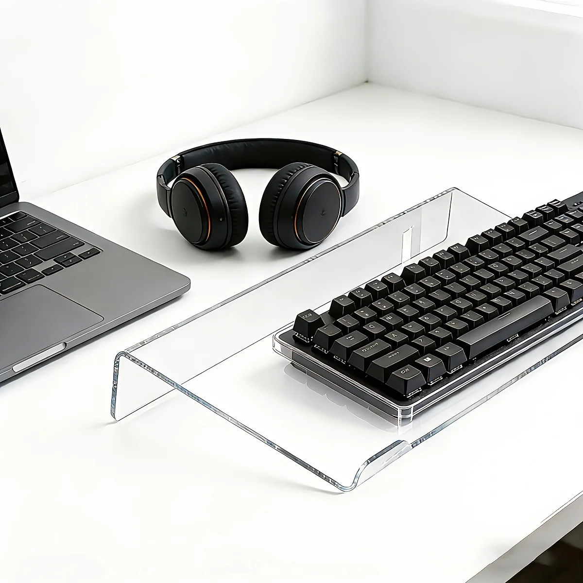 Soporte para teclado de acrílico inclinable para escritura ergonómica - imagen 2