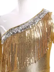 Mono de baile jazz para niñas con lentejuelas y borlas