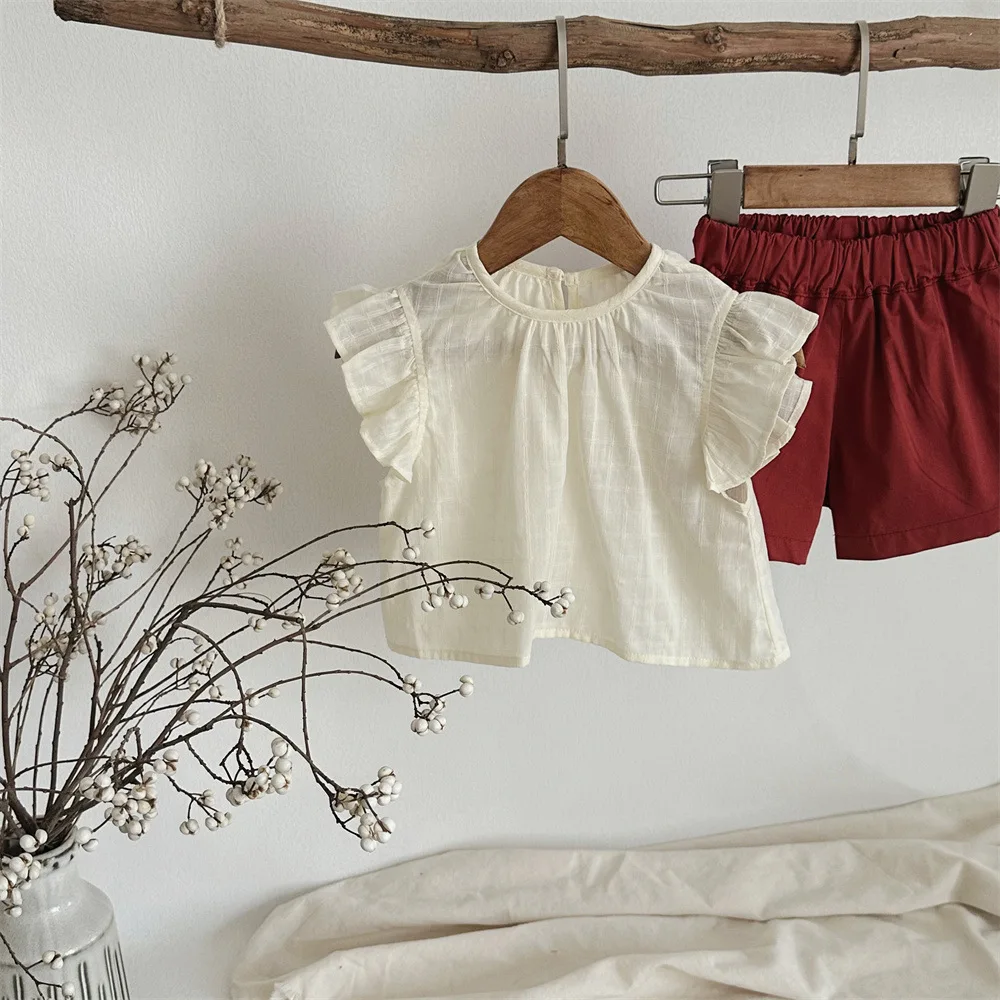 Camisa de verano para niña con manga acampanada estilo básico - imagen 5