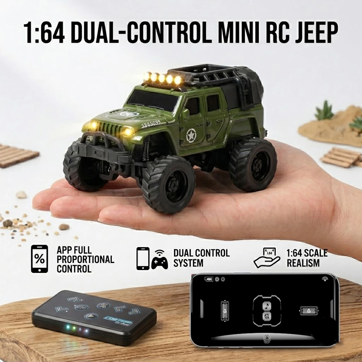 Coche RC trepador de rocas todoterreno aleación con mando para niños - imagen 3