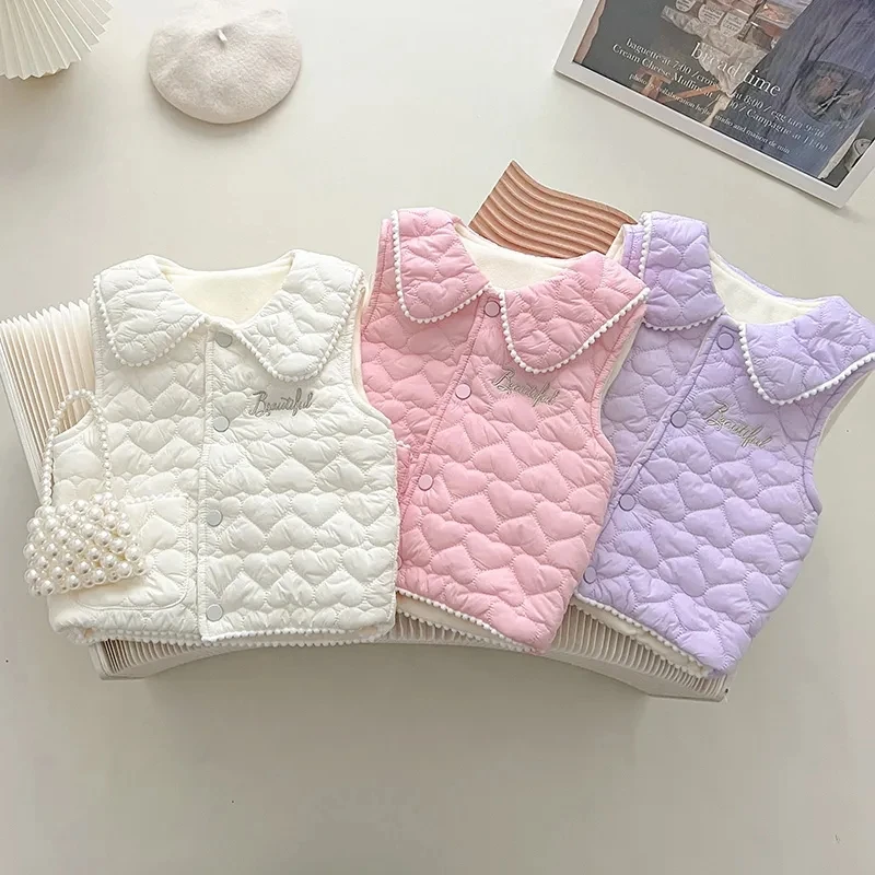 Chaleco de felpa suave de algodón para niña – Cálido otoño invierno - imagen 4