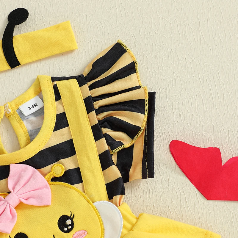 VISgogo mameluco de recién nacida niña con rayas y diadema abeja - imagen 4