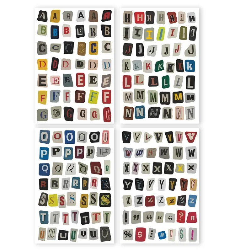 Pegatinas de letras alfabeto vintage para manualidades infantiles