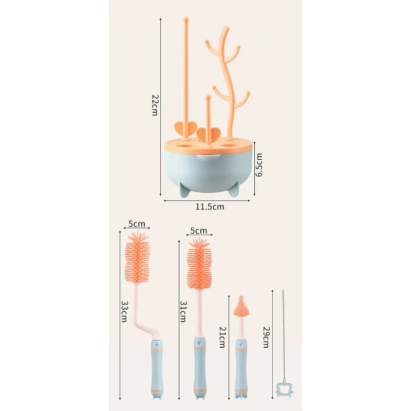Kit limpieza biberones portátil – Cepillos de silicona