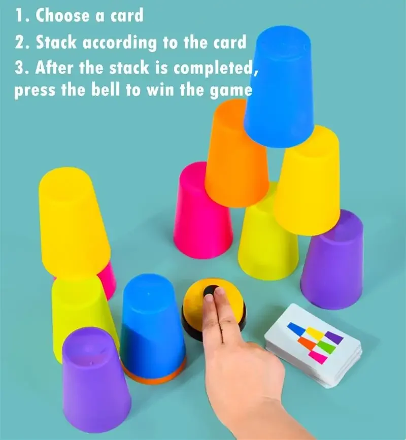 Vasos apilables Montessori con colores y lógica para niños - imagen 3