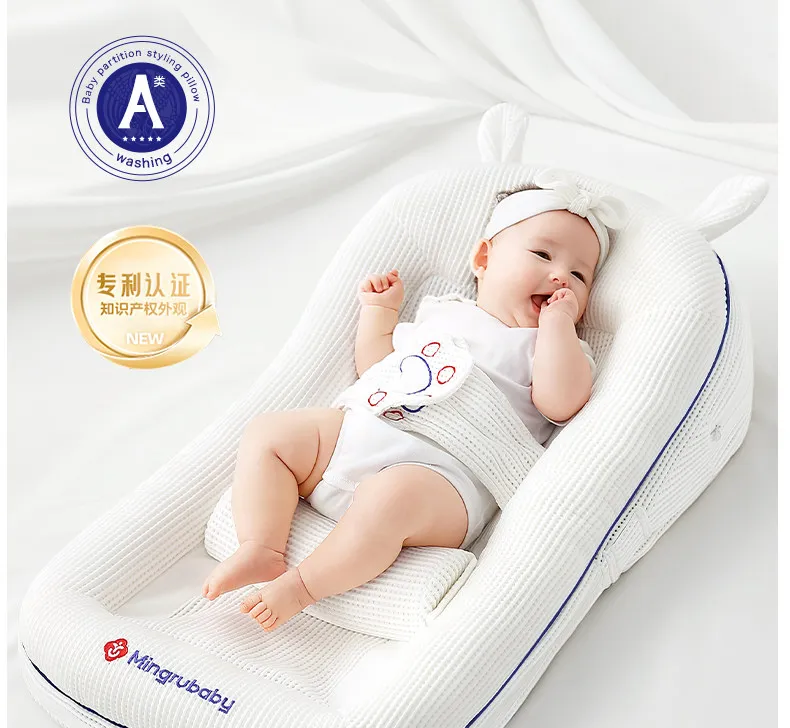 Nido de bebé antirreflujo con funda transpirable y diseño acogedor