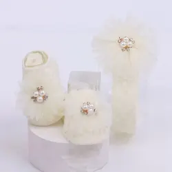 Calcetines antideslizantes para bebé con lazo y turbante - Conjunto