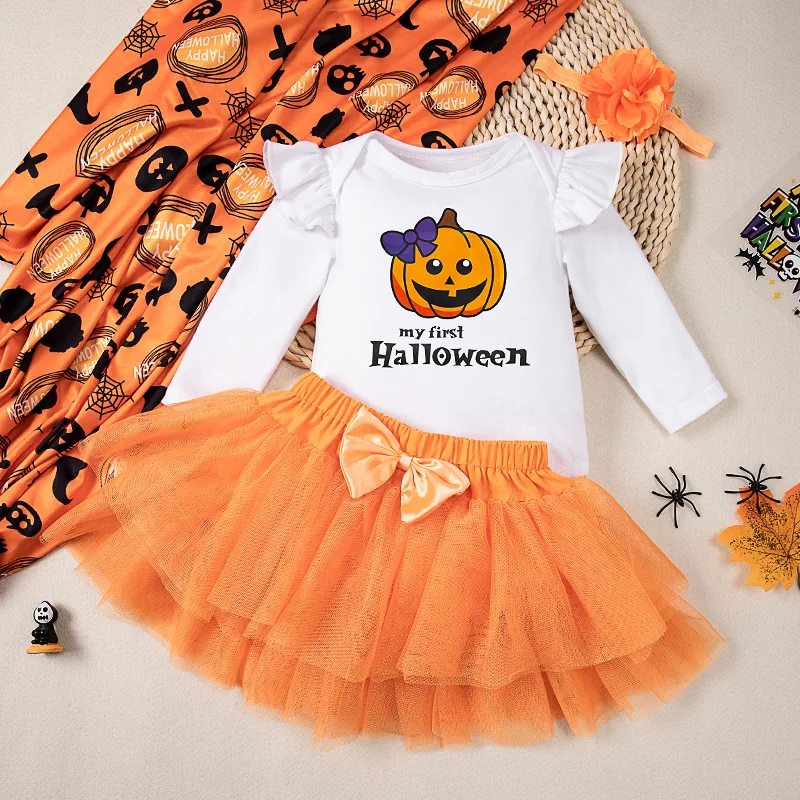 Conjunto de otoño para bebé niña: mono con lazo y diadema - imagen 4