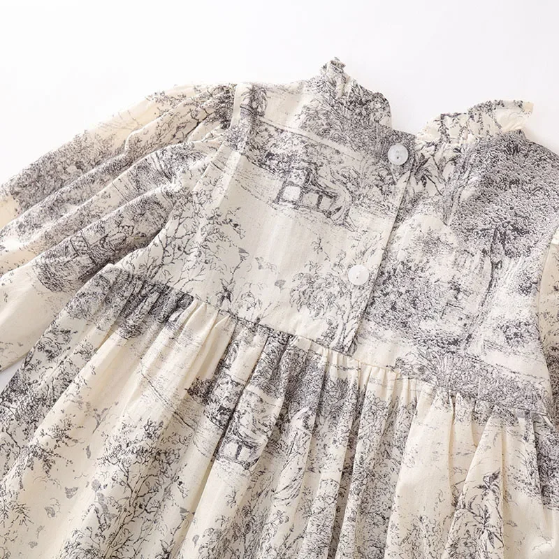 Vestido niña encaje de algodón manga larga estilo princesa - imagen 4