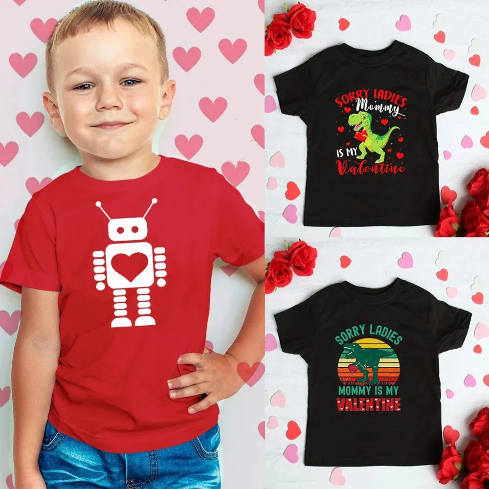 Camiseta Little Love Machine Robot San Valentín para niño - imagen 3