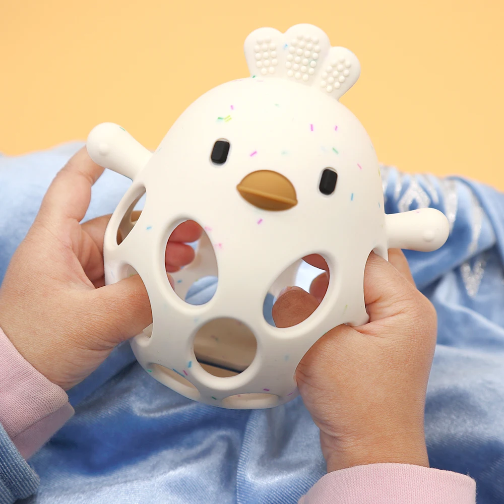 Guantes mordedores para bebés en forma de pollito