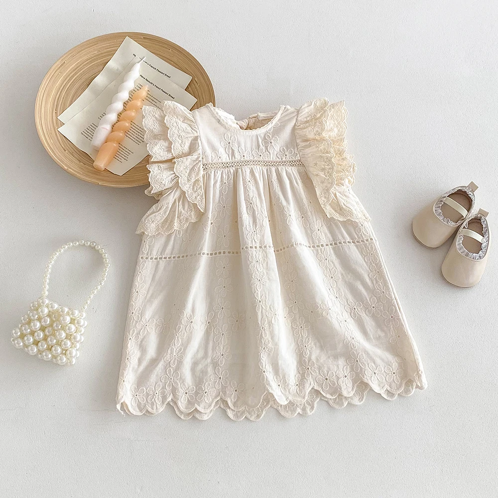 Vestido de verano con encaje para niñas – algodón transpirable