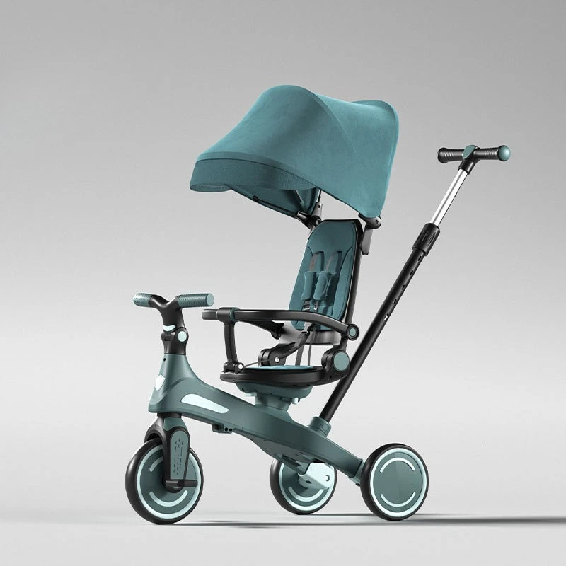 Cochecito triciclo reversible plegable con ruedas silenciosas EVA