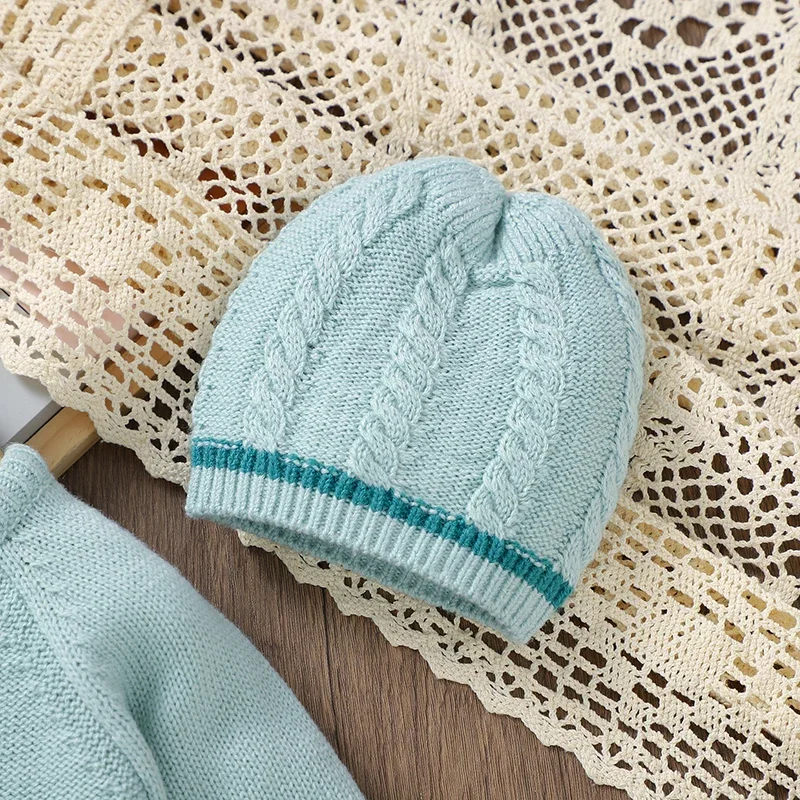 Conjunto recién nacido azul manga larga para invierno