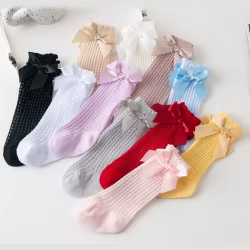 Calcetines de algodón para bebé con lazo princesa – Hasta la rodilla
