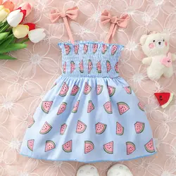 Vestido sin mangas de tirantes con lazo para niña, sandía de verano