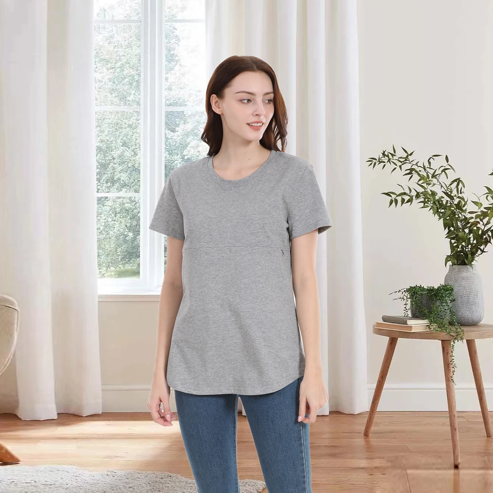 Top de lactancia algodón suave cremallera horizontal – Verano - imagen 5