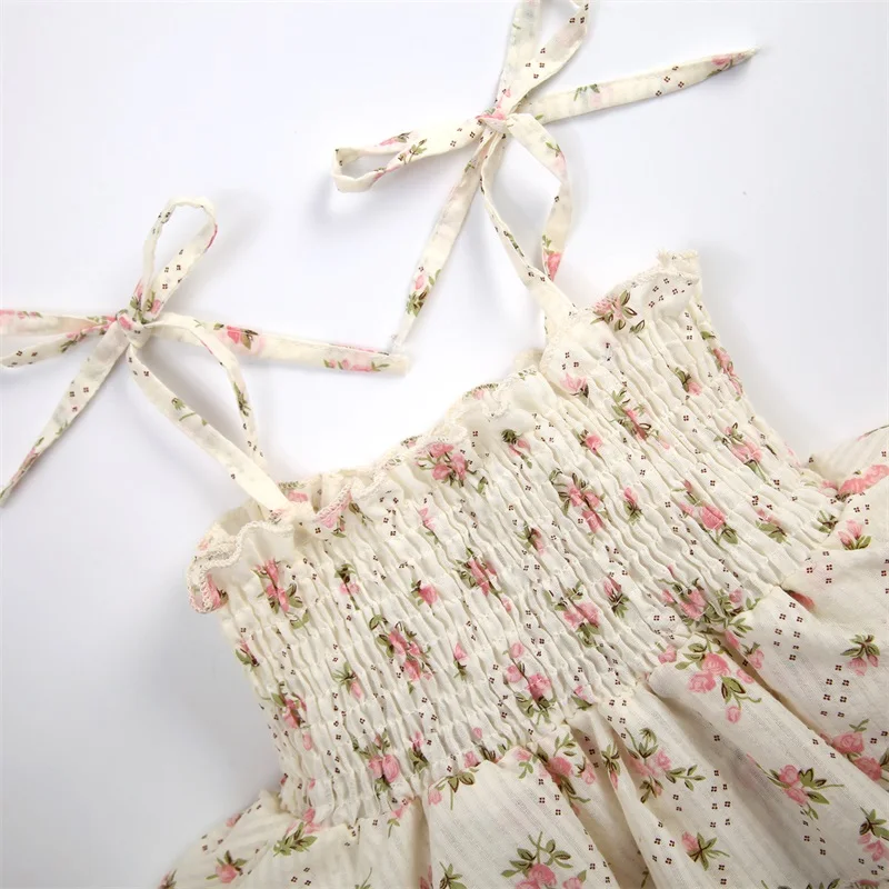 Mono veraniego floral para nina sin mangas volantes y diadema lazo - imagen 5