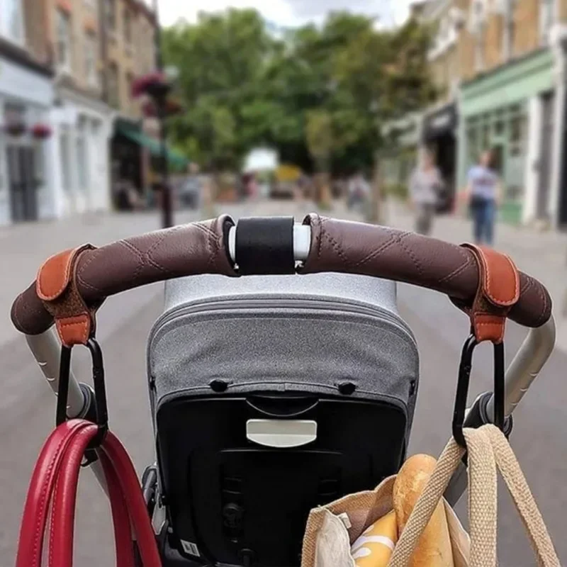 Gancho organizador de cuero para bolso de cochecito – Giratorio 360° - imagen 2