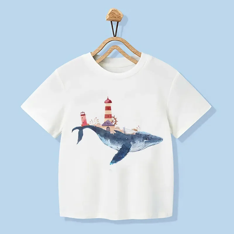 Camiseta infantil con estampado de ballena para niño y niña - imagen 5
