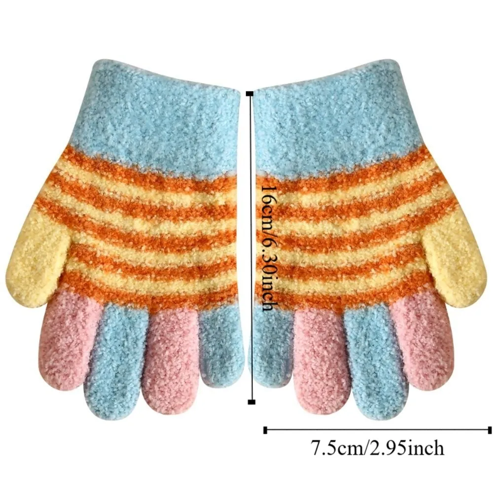 Guantes infantiles de punto a rayas, cortaviento para deporte exterior - imagen 5