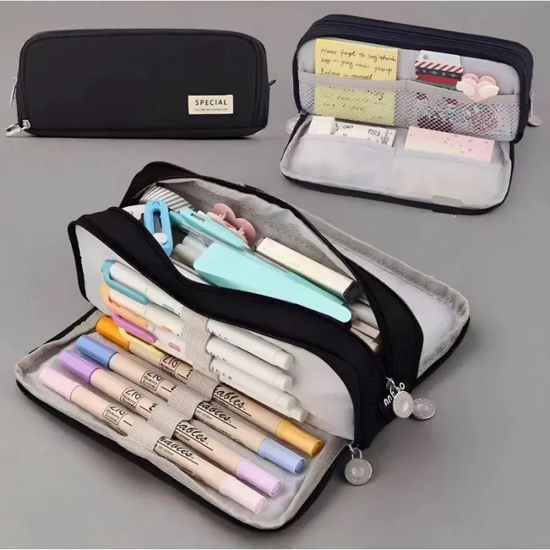 Estuche escolar de doble apertura resistente a la suciedad para niña - imagen 2