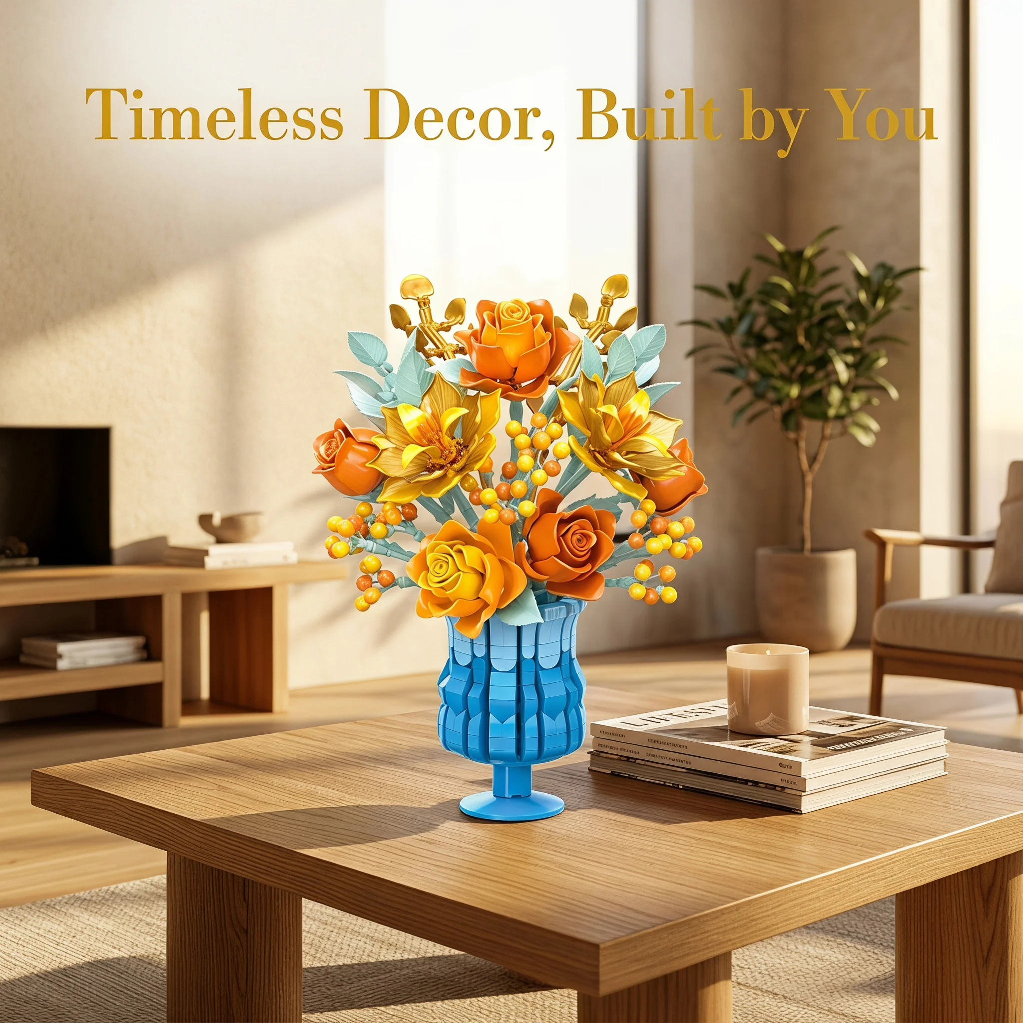 Set de construcción de vaso con flores, regalo educativo - imagen 4