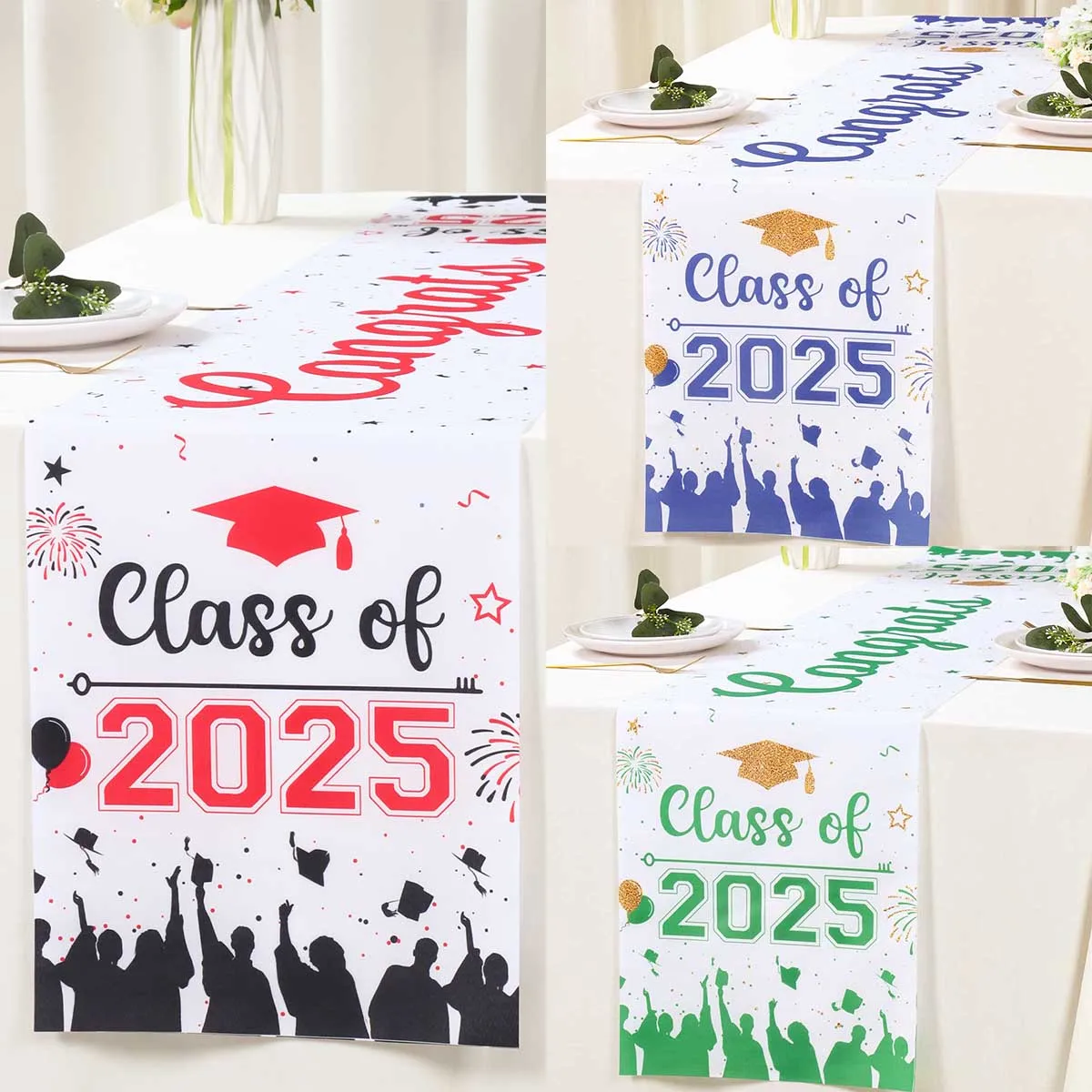 Camino de mesa para graduación – Negro y dorado - imagen 5